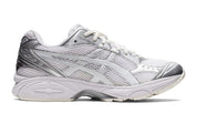 Chaussure de running JJJJound x ASICS GEL-Kayano 14 Silver White , semelle confortable , vue de profil