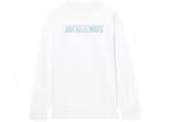 Jacquemus Le T-shirt Gelo Pool Logo L/S T-shirt Print Ice Jacquemus White à manches longues, base blanche, col rond et imprimé graphique Pool Logo vu de dos. 