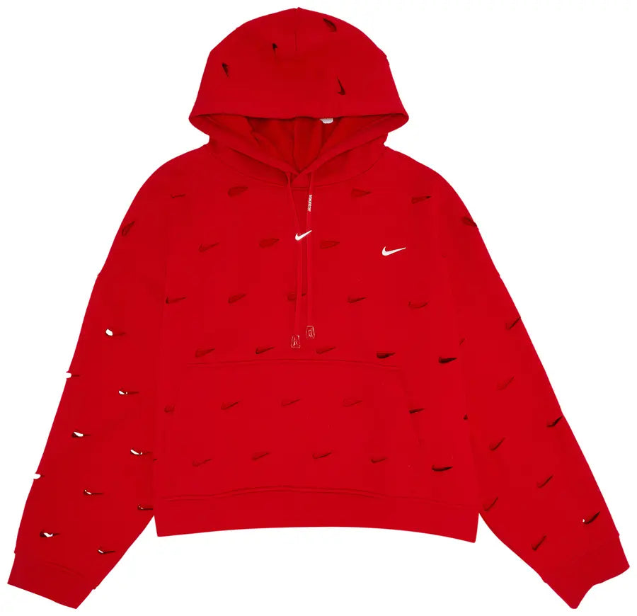Jacquemus x Nike Le Swoosh Hoodie Dark Red, sweatshirt à capuche rouge foncé issu de la collaboration Jacquemus x Nike avec design Le Swoosh.
