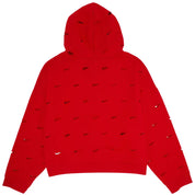 Jacquemus x Nike Le Swoosh Hoodie Dark Red, sweatshirt à capuche rouge foncé issu de la collaboration Jacquemus x Nike avec design Le Swoosh.