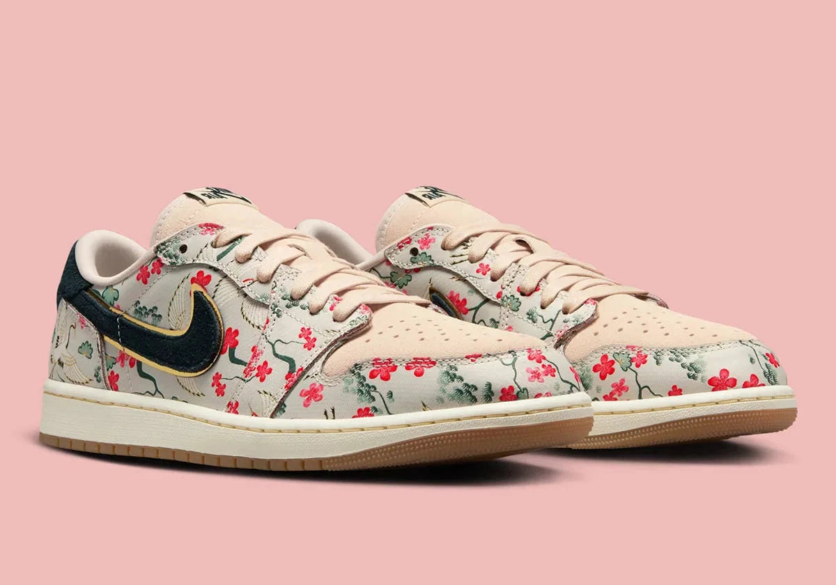 Jordan 1 Retro Low OG Rui Hachimura Oatmeal Fleur arbre noir marron blanc japon cerisier
