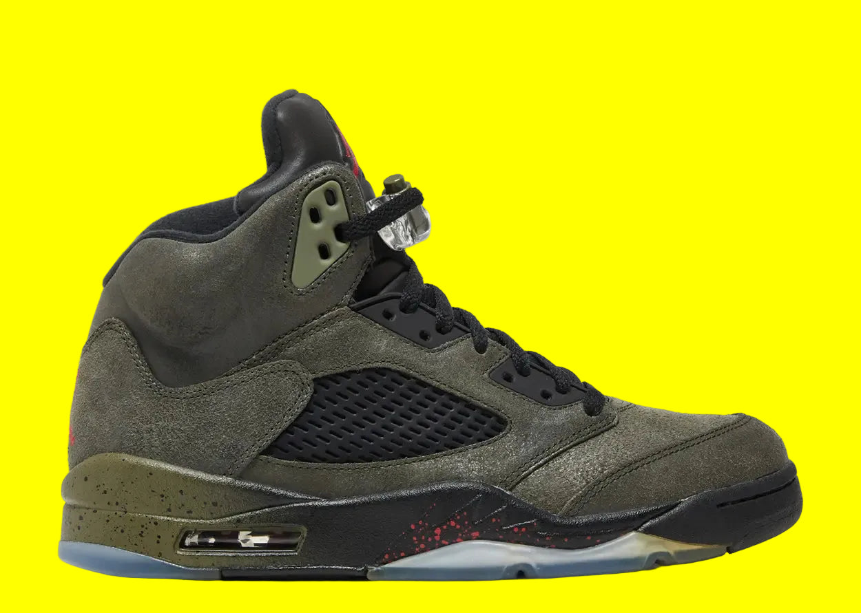 Jordan 5 Retro Fear Pack, sneaker Air Jordan 5 de la collection Fear Pack avec design iconique, unité Air-Sole et finitions premium.