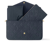 Louis Vuitton Felicie Pochette Navy intérieur bleu logo icône or pochette