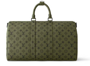 Louis Vuitton Keepall Bandouliere 45 Khaki Green/Vermillion Red kaki logo icône 