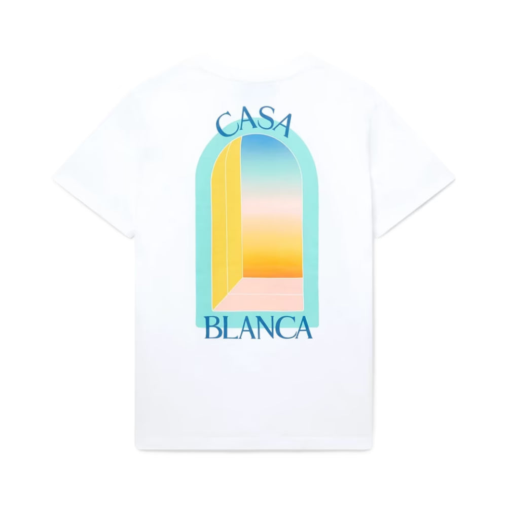 Tee-shirt Casa Blanca L'Arche blanc en coton avec imprimé L'Arche coloré, manches courtes et col rond.