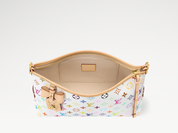 Louis Vuitton x Takashi Murakami CarryAll East West Multicolor White en toile Monogram Multicolore sur fond blanc avec longues poignées en cuir, pochette intérieure amovible et finitions métalliques dorées.