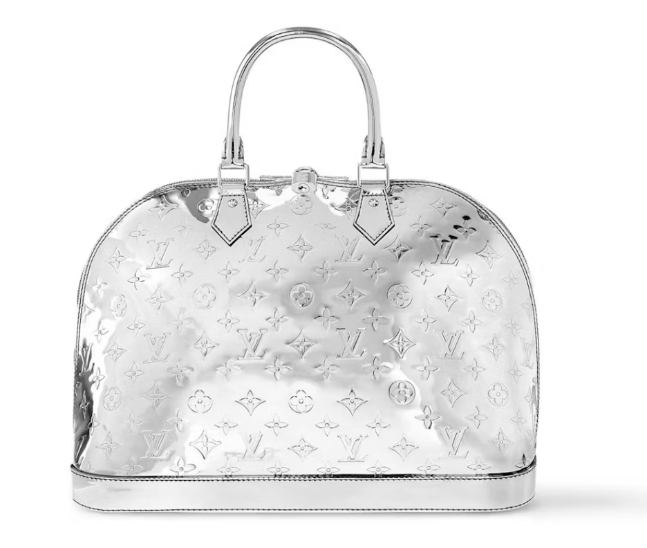 Louis Vuitton Alma GM Silver argent sac à main logo icône brillant 
