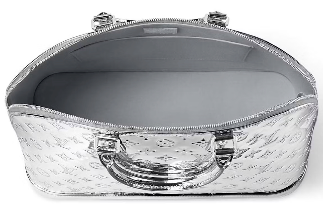 Louis Vuitton Alma GM Silver argent sac à main logo icône brillant intérieur 