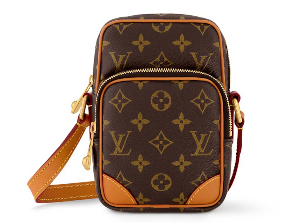 Louis Vuitton Amazone Monogram orange marron cuir logo or zip icône lv