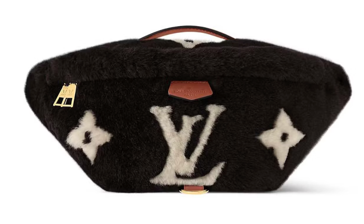 Cream sac à main sacoche logo fourure cuir noir blanc
