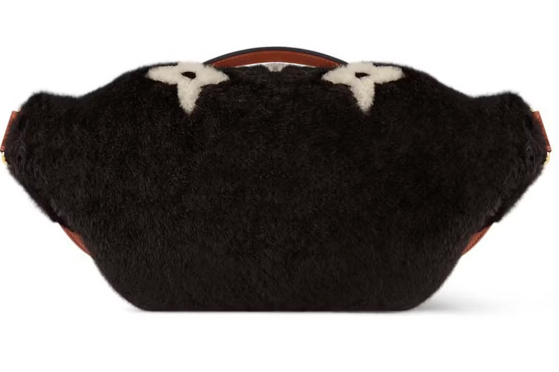Cream sac à main sacoche logo fourure cuir noir blanc