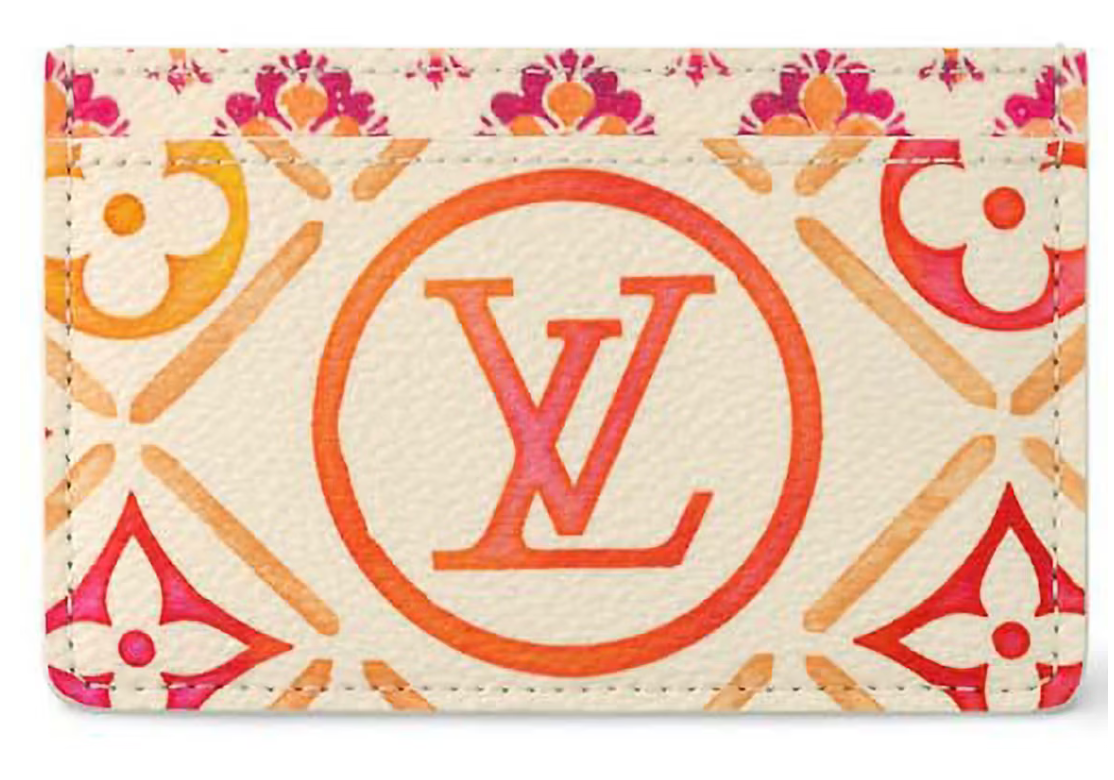 Louis Vuitton Card Holder Crème orange fleurs logo lv rouge rose 