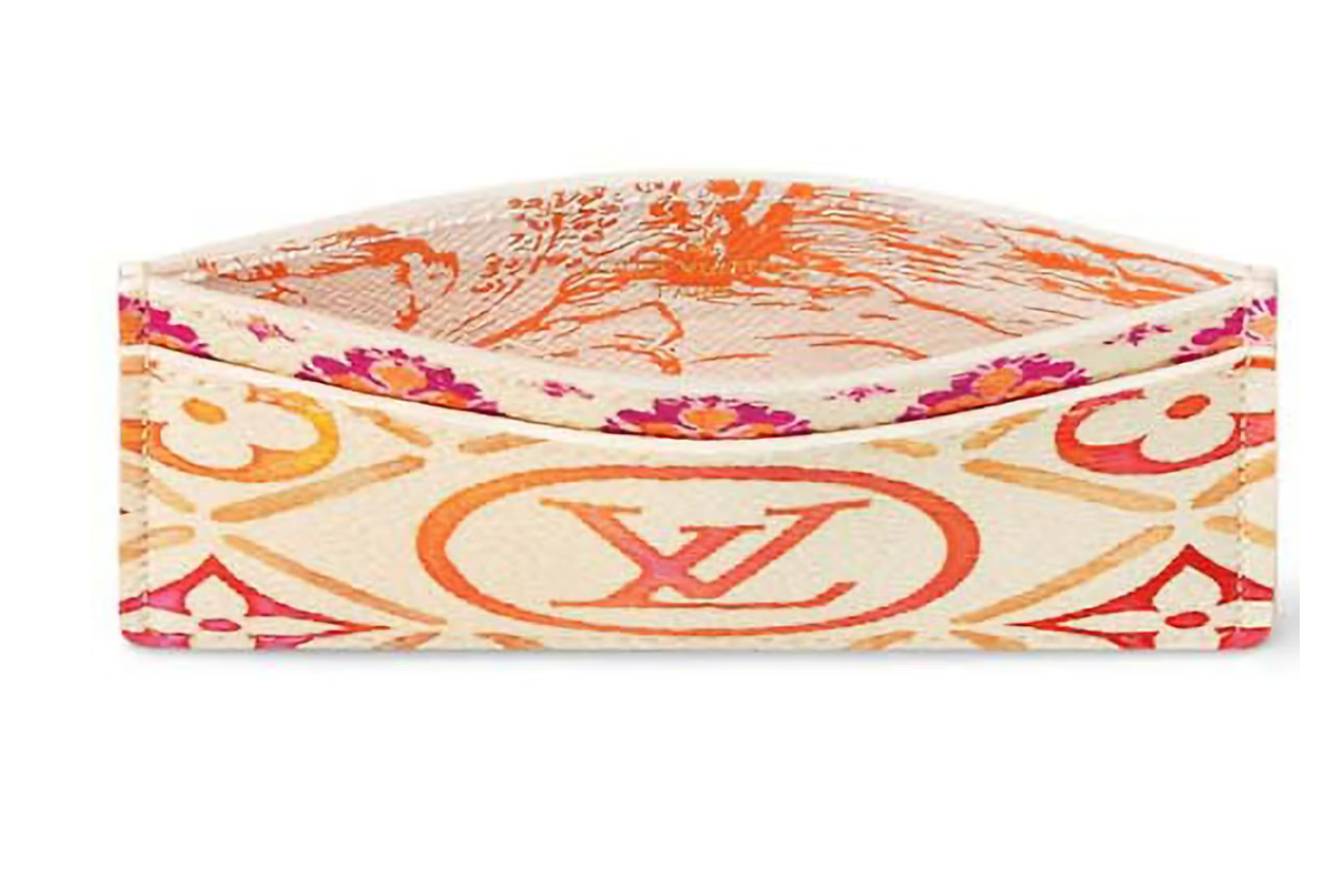 Louis Vuitton Card Holder Crème orange fleurs logo lv rouge rose arbre
