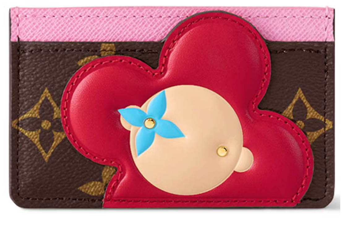 Louis Vuitton Card Holder Fleur Rouge beige bleu rose marron logo 