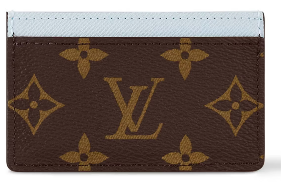 Louis_Vuitton_Card_Holder_Monogram_Azur_Frost arrière marron cuir logo icône blanc