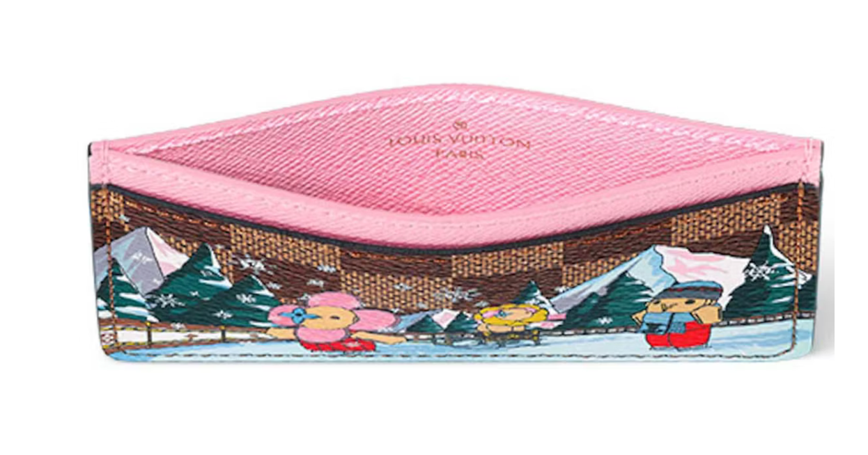 Louis Vuitton Card Holder Patinoire fleurs neige glace montagne rose vert bleu 