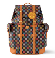 Louis Vuitton Christopher MM LV Vers Damier Ebene Multicolor orange blanc coloré cuir