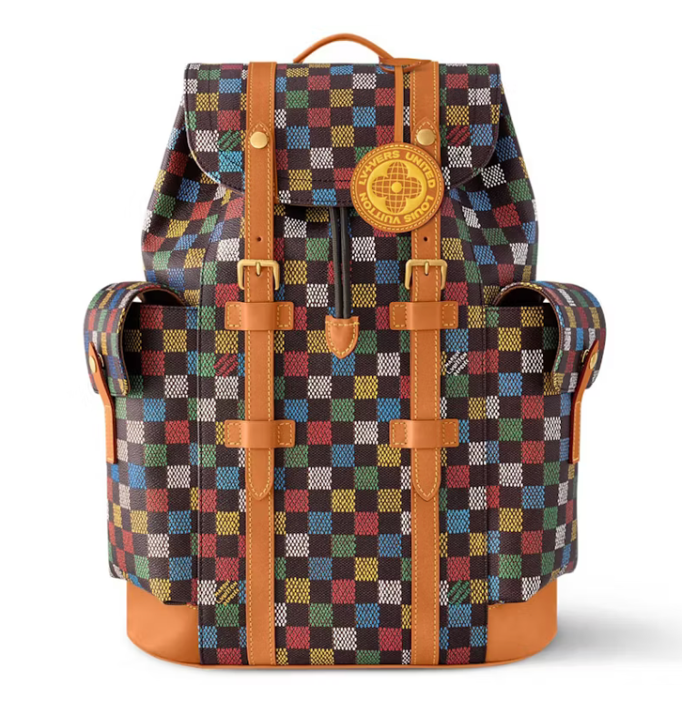 Louis Vuitton Christopher MM LV Vers Damier Ebene Multicolor orange blanc coloré cuir