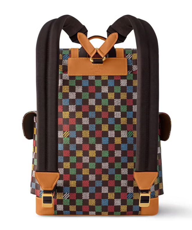 Louis Vuitton Christopher MM LV Vers Damier Ebene Multicolor arrière bretelle coloré