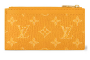 Louis Vuitton Coin Card Holder or jaune marque déposée logo icône zip or 