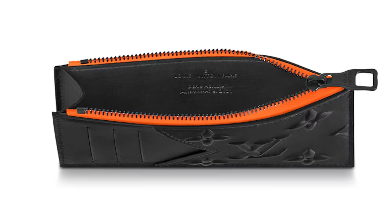 Louis Vuitton Coin Card Holder intérieur orange zip noir logo icône 