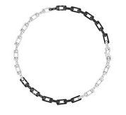 Louis Vuitton Collier Chaîne Damier Graphite Argenté/Noir dégradé logo gravure bijoux lv