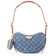 Louis Vuitton Croissant MM Monogram Bleu Denim bleu délavé rouge dorée rouge logo 