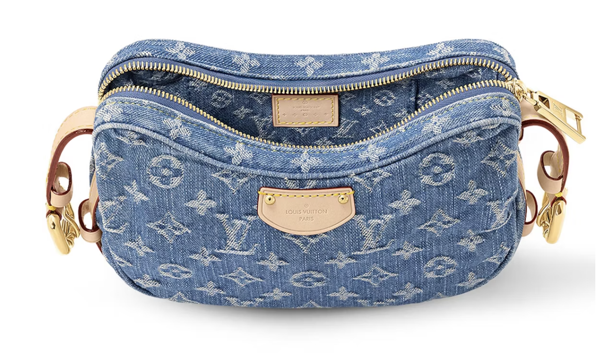 Louis Vuitton Croissant MM Monogram Bleu Denim délavé intérieur dorée rouge logo icône