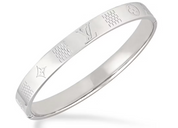 Louis Vuitton Damier Staples Bangle Silver logo gravé icône