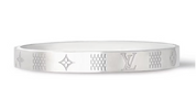 Louis Vuitton Damier Staples Bangle Silver bague gravé logo lv argent
