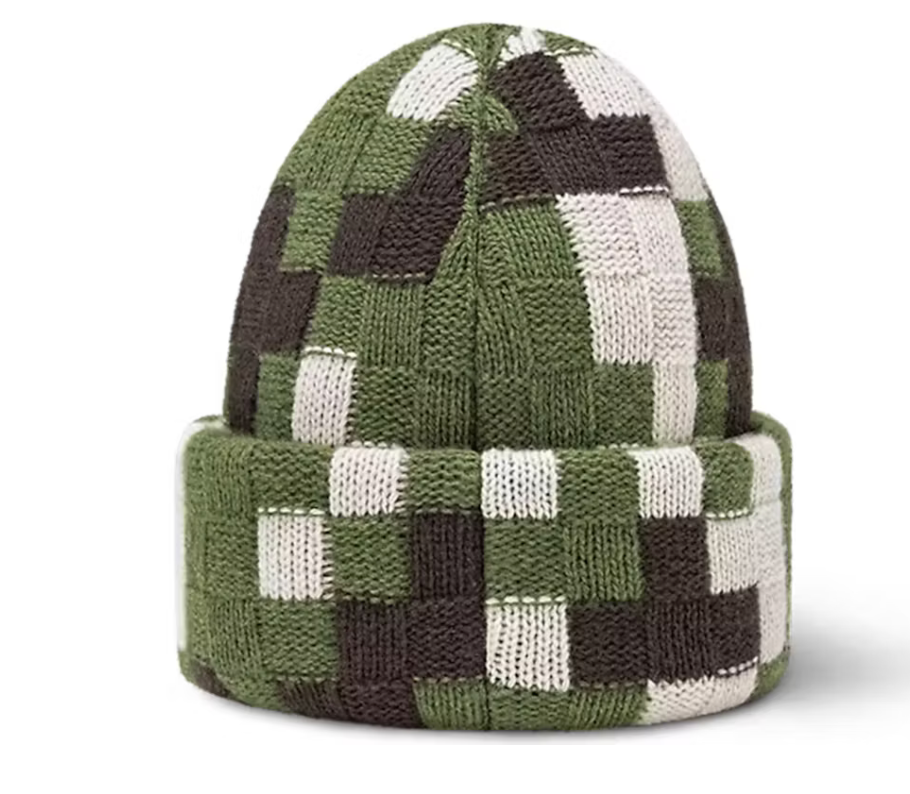 Louis_Vuitton_Damoflage_Beanie_Green_Damoflage_Damier bonnet carreaux vert blanc marron