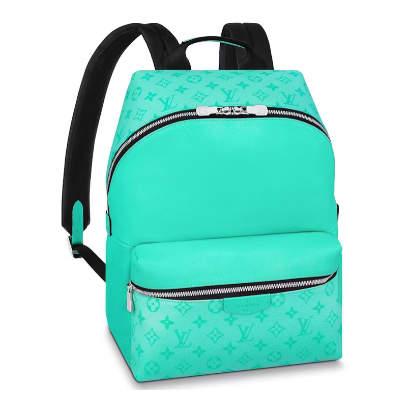 Louis Vuitton Discovery Backpack Miami Green en toile Monogram et cuir Taïga vert Miami avec finitions métalliques palladium.