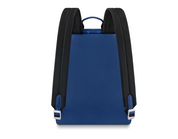 Louis Vuitton Discovery Backpack Monogram Pacific Taiga PM Blue en cuir Taïga bleu et toile Monogram avec finitions métalliques argentées.