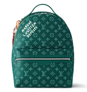 Louis_Vuitton_Discovery_Backpack_PM_Green blanc vert bleu écriture texte logo icône zip argent sac à dos