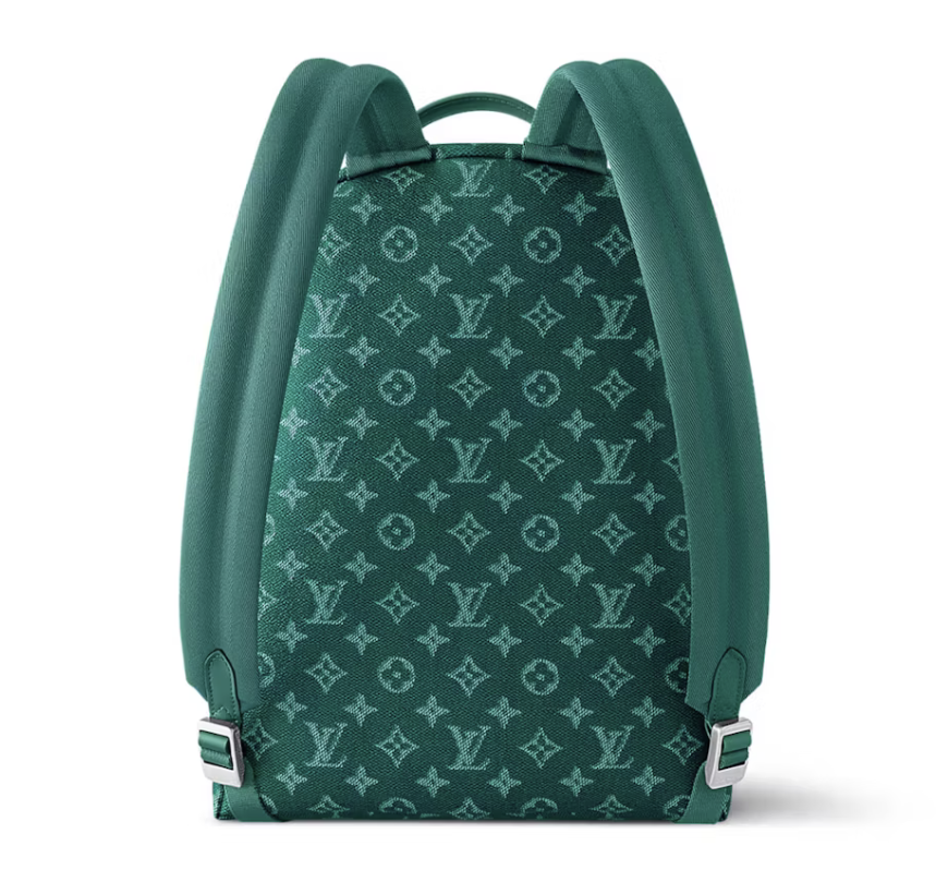Louis_Vuitton_Discovery_Backpack_PM_Green blanc vert bleu écriture texte logo icône zip argent sac à dos 