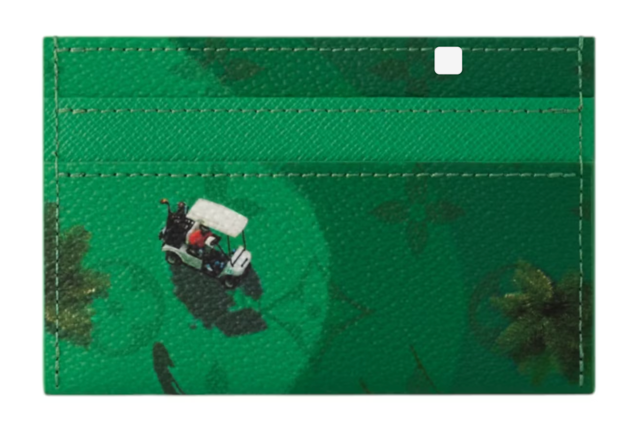 PORTE-FEUILLE Louis Vuitton Double Card Case, vert, vue de face 