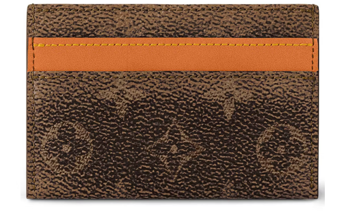 Louis Vuitton Double Card Holder Monogram Dust arrière cuir logo icône