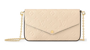 Louis Vuitton Felicie Pochette Cream chaine or logo icône sac à main lv