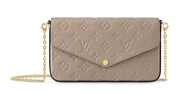 Louis Vuitton Felicie Pochette Turtledove chaine or logo icône lv