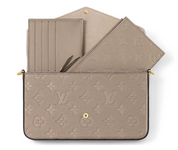Louis Vuitton Felicie Pochette Turtledove intérieur logo icône beige marron gris or chaine 