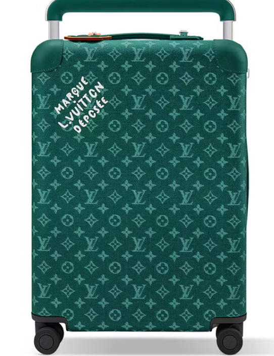 Louis_Vuitton_Horizon_55_Green valise vert bleu écriture blanche logo icône