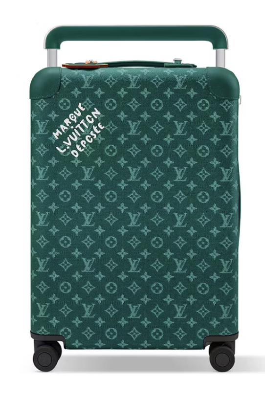 Louis_Vuitton_Horizon_55_Green valise vert bleu écriture blanche logo icône