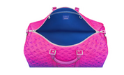 Louis Vuitton Keepall 50B Taurillon Illusion Blue/Pink en cuir Taurillon Monogram embossé avec dégradé bleu et rose, poignées roulées, bandoulière amovible, fermeture zippée et finitions métalliques.