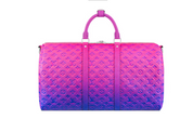Louis Vuitton Keepall 50B Taurillon Illusion Blue/Pink en cuir Taurillon Monogram embossé avec dégradé bleu et rose, poignées roulées, bandoulière amovible, fermeture zippée et finitions métalliques.