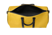 Louis Vuitton Keepall 50 Damier Scuba Yellow en matière technique Damier Scuba jaune avec garnitures en cuir, poignées roulées, bandoulière amovible, fermeture zippée et finitions métalliques.