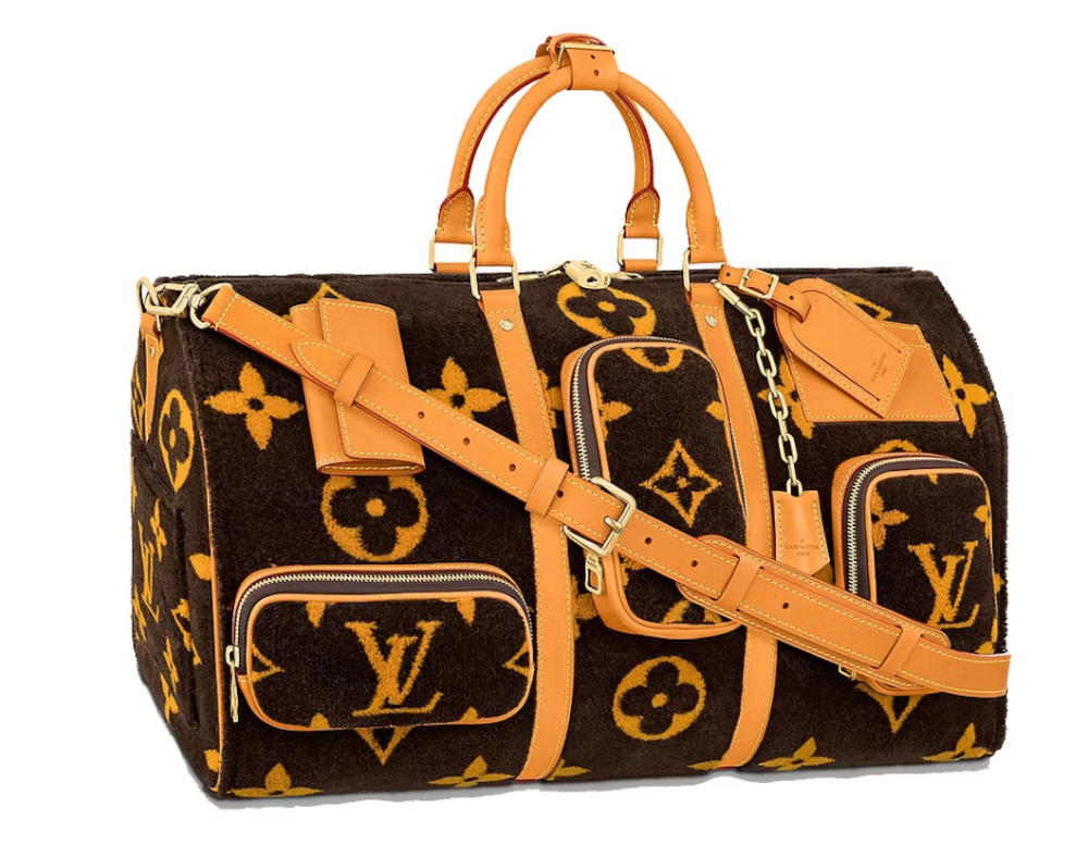 Louis Vuitton Keepall 50 Tuffetage Monogram Multipocket Multicolore orange doux fourure poche jaune