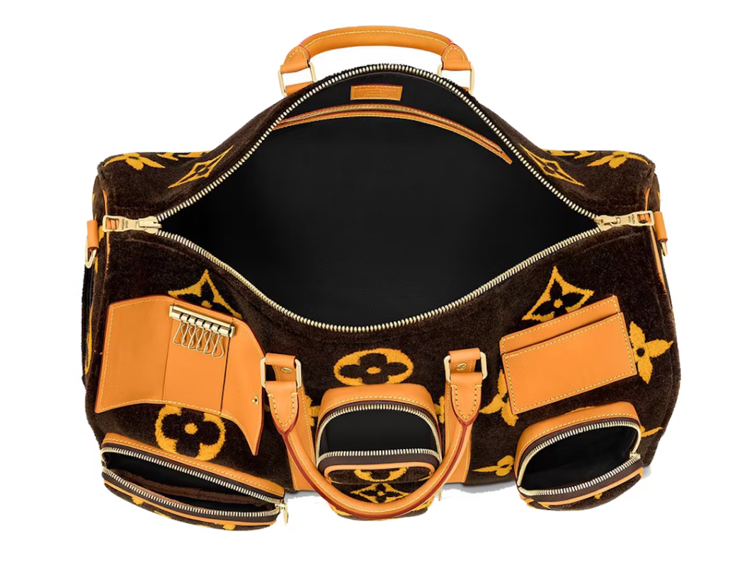 Louis Vuitton Keepall 50 Tuffetage Monogram Multipocket Multicolore orange doux fourure poche jaune
