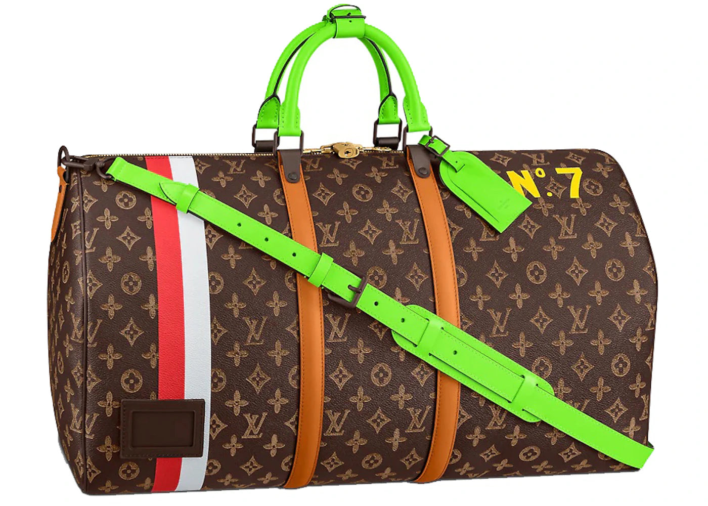 Louis Vuitton Keepall 55 Trunk L’Œil Monogram Brown en toile Monogram avec imprimé trompe-l'œil reproduisant une malle Louis Vuitton, poignées en cuir naturel, bandoulière amovible et finitions métalliques.