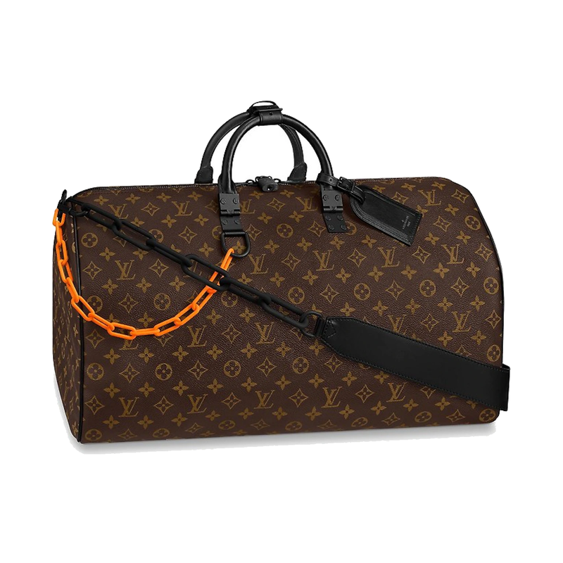 Découvrez le Louis Vuitton Keepall Bandoulière Black-Tone 50 Brown, un sac de voyage en toile Monogram marron avec finitions noires, grand volume et bandoulière amovible.