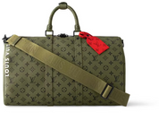 Louis Vuitton Keepall Bandouliere 45 Khaki Green/Vermillion Red kaki logo LV